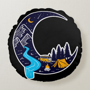 Crescent Moon Avontuur Camping Rond Kussen