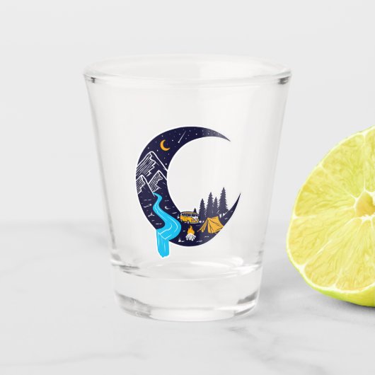 Crescent Moon Avontuur Camping Shot Glas (Voorkant)