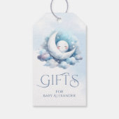 Crescent Moon Baby Gezicht Geschenken Typografie Cadeaulabel (Achterkant)