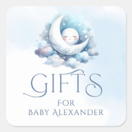 Crescent Moon Baby Gezicht Geschenken Typografie Vierkante Sticker