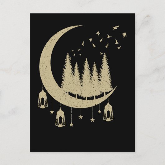 Crescent Moon Birds Spirituele Natuur Lover Briefkaart (Voorkant)