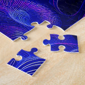 Crescent Moon Blauwe Fractals Legpuzzel (Zijkant)