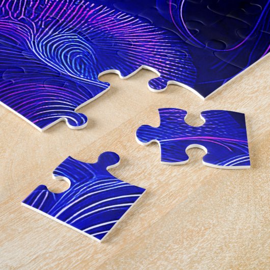 Crescent Moon Blauwe Fractals Legpuzzel (Zijkant)