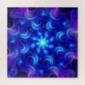 Crescent Moon Blauwe Fractals Legpuzzel (Horizontaal)