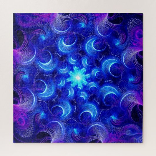 Crescent Moon Blauwe Fractals Legpuzzel (Verticaal)