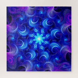 Crescent Moon Blue Fractals Legpuzzel