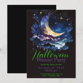 Crescent Moon Blue Wolken Halloween Diner Party Kaart (Voorkant / Achterkant)