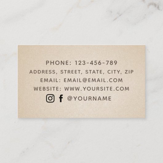 Crescent Moon & Boho Hands Massage Therapist Brown Visitekaartje (Achterkant)