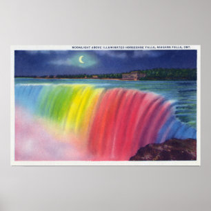 Crescent Moon boven Verlichte Horseshow Poster