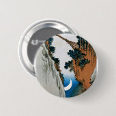 Crescent Moon, Bridge en Waterfall. Japan. Ronde Button 5,7 Cm (Voorkant /achterkant)