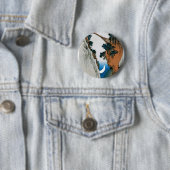 Crescent Moon, Bridge en Waterfall. Japan. Ronde Button 5,7 Cm (In situ)