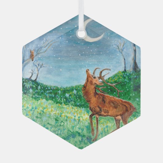 Crescent Moon Buck Glas Ornament (Voorkant)
