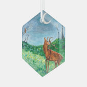 Crescent Moon Buck Glas Ornament (Voorkant links)