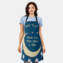 Crescent Moon Cartoon Design voegt tekst toe, Apro Schort