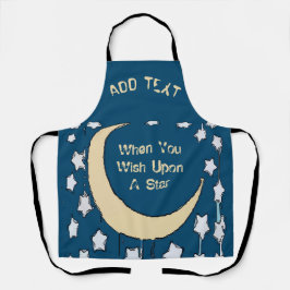 Crescent Moon Cartoon Design voegt tekst toe, Apro Schort