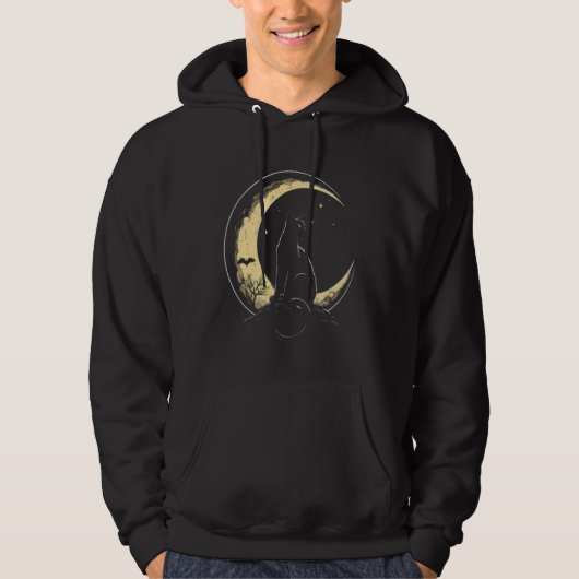 Crescent Moon Cat Kitten Astronomy Creepy Night Hoodie (Voorkant)