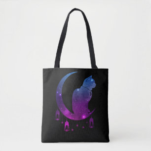 Crescent Moon Cat Mystical Pastel Gothic Spirituee Tote Bag