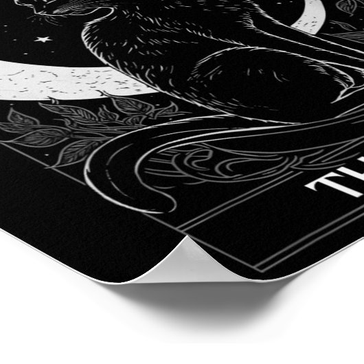 Crescent Moon Cat Tarot Card Grafisch Voor Tarot K Poster (Hoek)