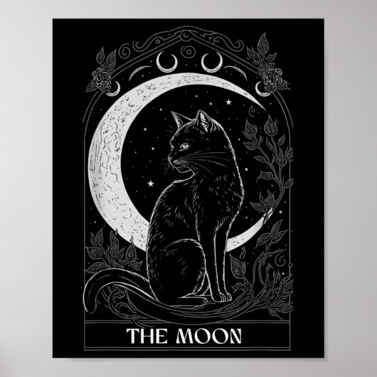 Crescent Moon Cat Tarot Card Grafisch Voor Tarotka Poster (Voorkant)