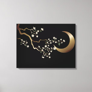 Crescent Moon Cherry Blossom Canvas Afdruk