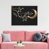 Crescent Moon Cherry Blossom Canvas Afdruk (Insitu (Woonkamer))
