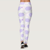 Crescent Moon Clouds Stars Pattern Pink Purple Leggings (Achterkant)