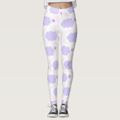 Crescent Moon Clouds Stars Pattern Pink Purple Leggings (Voorkant)