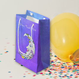  Crescent Moon Colorful Markings Face Paars Klein Cadeauzakje