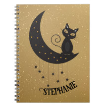 Crescent Moon en Black Cat Gold Notitieboek