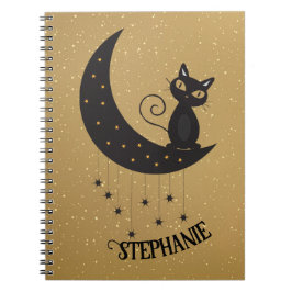 Crescent Moon en Black Cat Gold Notitieboek