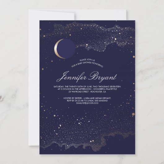 Crescent Moon en Night Stars Baby shower Kaart (Voorkant)