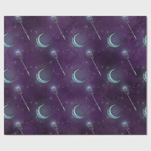 Crescent Moon en personeel in Paars Cadeaupapier (Vlak)