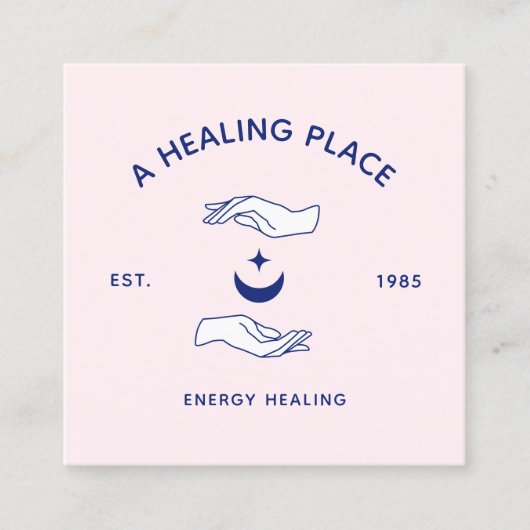 Crescent Moon en Star Hands Energy Worker Vierkante Visitekaartje (Voorkant)