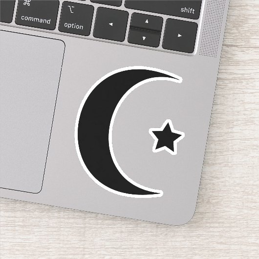 Crescent Moon en Star Vinyl gesneden Sticker (Detail)