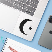 Crescent Moon en Star Vinyl gesneden Sticker (Laptop met iPhone)
