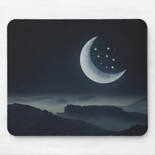 Crescent Moon en Stars Muismat (Voorkant)