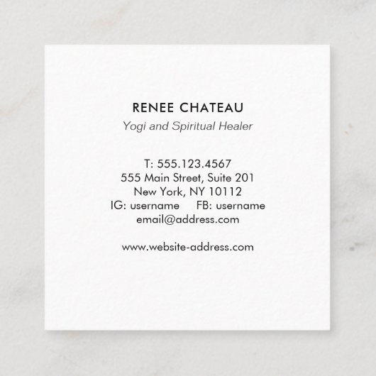 Crescent Moon Energy Reiki Practitioner Vierkante Visitekaartje (Achterkant)