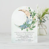 Crescent Moon Eucalyptus Boog Bruidsdiner Kaart (Staand voorkant)