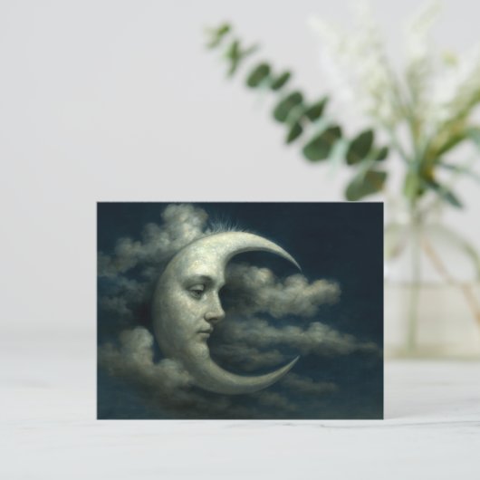 Crescent Moon Face Briefkaart (Staand voorkant)