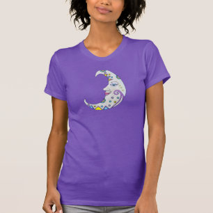 Crescent Moon Face Colorful Patronen T-shirt