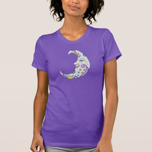  Crescent Moon Face Colorful Patronen T-shirt (Voorkant)