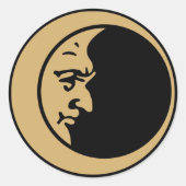 Crescent Moon Face Ronde Sticker (Voorkant)