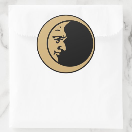 Crescent Moon Face Ronde Sticker (Tas)