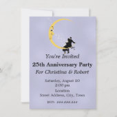 Crescent Moon Face Stars Paar Jubileum 25th Kaart (Voorkant)