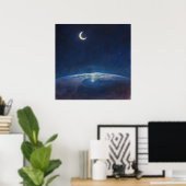 Crescent Moon from Space - Pastel Painting Style Poster (Thuiskantoor)
