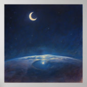 Crescent Moon from Space - Pastel Painting Style Poster (Voorkant)