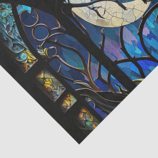 Crescent Moon Glas in lood Tissuepapier (Detail)