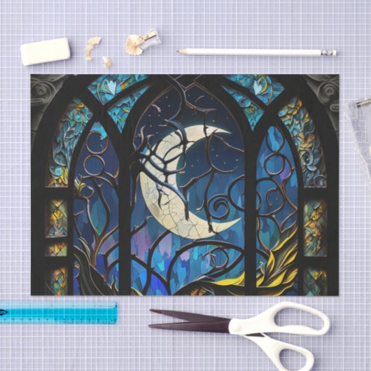 Crescent Moon Glas in lood Tissuepapier (Craft)