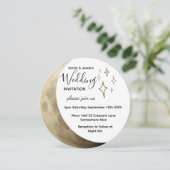 Crescent Moon & Gold Stars Wedding Invitation Kaart (Staand voorkant)
