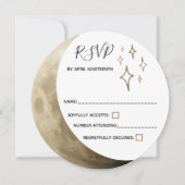Crescent Moon & Gold Stars Wedding RSVP Kaart (Voorkant)